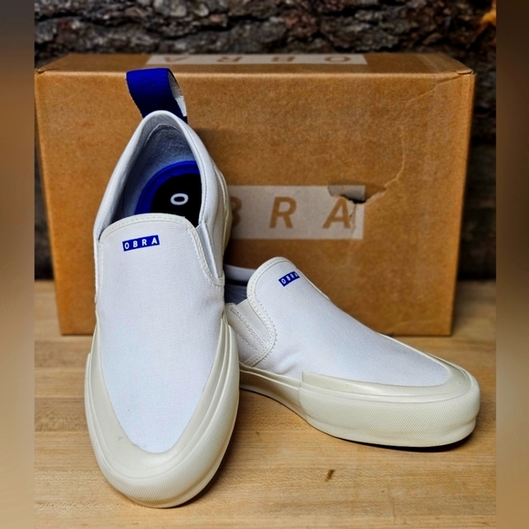 OBRA canvas white n blue slip ons size 8 mens main image 8